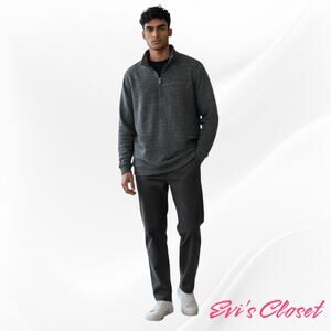 Fair Lane Classic Men's 1/4 Zip Knitted Sweater Sweatshirt Dark Grey Sz L